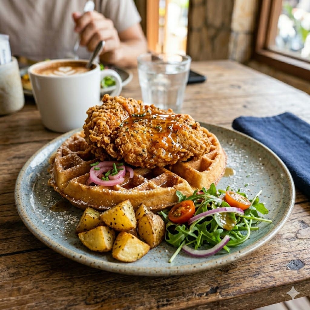 Crispy Chicken Waffle dari Simetri Home Coffee Roasters